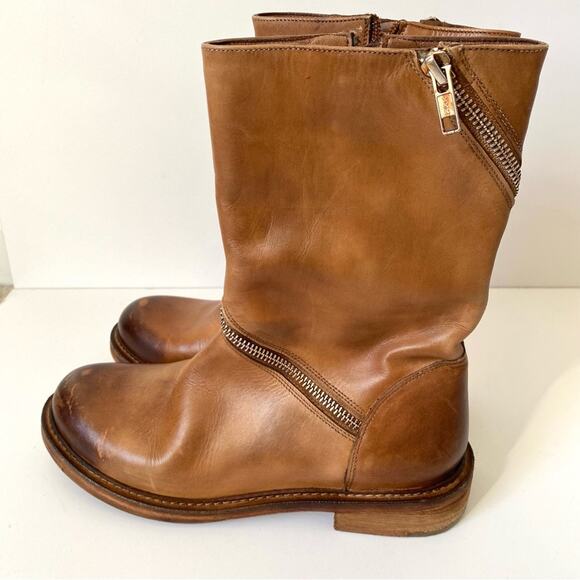 Vintage Foundry Co Regine Brown Leather Zipper Boots size 7.5 - Picture 5 of 10